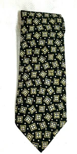 Brioni men 100% Silk Tie Handmade Italy Black Beige multi abstract pattern NWOT - Picture 1 of 7