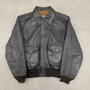 VTG US Wings Leather Jacket Men's 42 Military Flight A-2 Bomber Bb5 - Picture 1 of 5