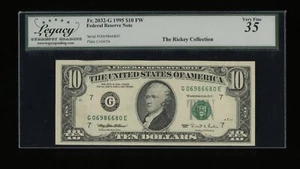 DBR 1995 $10 FRN Chicago Fr. 2032-G Legacy 35 Serial G06986680E - Picture 1 of 2