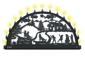 Außen-Schwibbogen Lichterbogen 150cm Schneeballschlacht Metall XXL Rostfrei - Bild 1 von 3