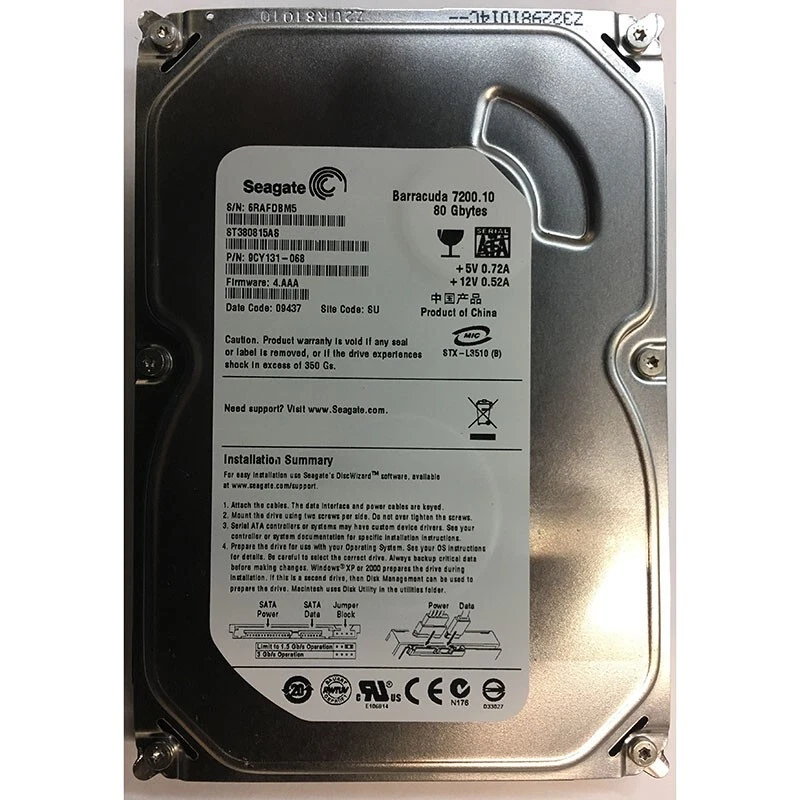 **ZERO HOURS**-ST380815AS Seagate BARRACUDA 80GB 7200RPM 3Gbps 3.5" SATA HD - Image 1 of 1
