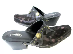 Luna Rosa by Pazzo Womens Shoes Black Horsehair Leather Western clogs 8M B2 - Picture 1 of 7