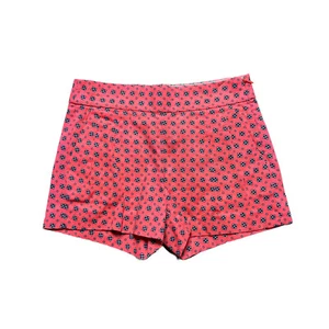 J. Crew Floral Pleated Shorts Womens Size 00 Bright Coral Side Zip Chino - Picture 1 of 8