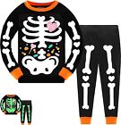 Tkria Kids Pajamas for Boys Skeleton Glow-in-The-Dark Cotton Sleepwear Toddler C