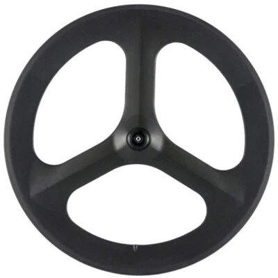 700c 3 Spokes Wheel Road Racing Bike Carbon Fiber Wheelset Clincher 23x70mm - Image 1 of 4