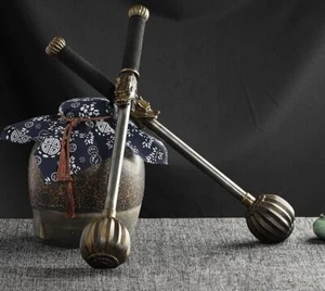 Pair Chinese Brass Steel Hammer Fitness Health Practise Body Building Kung - Picture 1 of 7