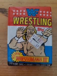 1987 Topps WWF Wrestling Pack Sealed- 9 Cards/1 Sticker Hulk Hogan - Picture 1 of 2