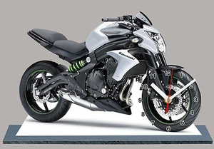MODELO DE COCHES, MOTO, BICICLETA, KAWASAKI ER6F-01 con Reloj, 11,8x 7,8 pulgadas, - Imagen 1 de 1