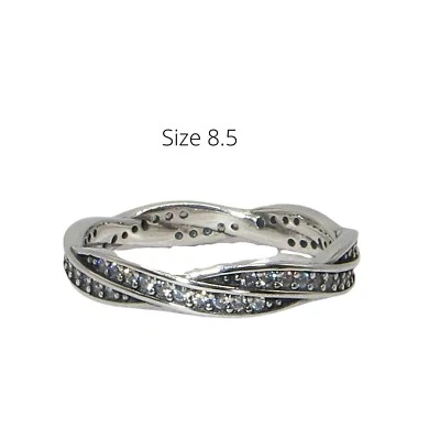 Pandora Twist of Fate Size 8.5 Clear CZ and Sterling Silver Stack Ring 190892CZ - Image 1 of 4