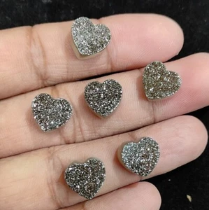Corazón Natural Titanio Ágata Druzy Cuarzo Drusy Piedras Preciosas Curativas Colgante Fabricación - Imagen 1 de 9