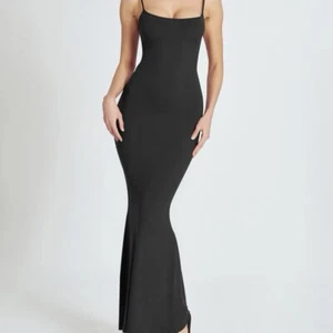 Reoria Rib Knit Maxi Slip Black Dress Adj Spaghetti Strap Bodycon Sz XS New $30 - Bild 1 von 11