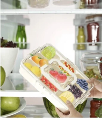 Snackle Box Container: Divided Serving Tray with Lid and Handle, Includes 8 Comp - Image 1 of 4