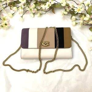 Coach 76169 patchwork stripes marlow crossbody beechwood multi gold - Picture 1 of 6