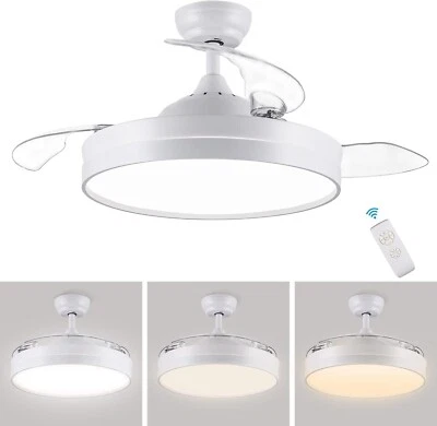 Plafoniera Ventilatore da Soffitto LED 55W 3 Ventole a Scomparsa con Telecomando - Immagine 1 di 4