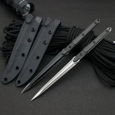 Cuchillo daga táctica mango aluminio hoja fija Needlepoint DoubleEdge 440C Foto 1 de 4