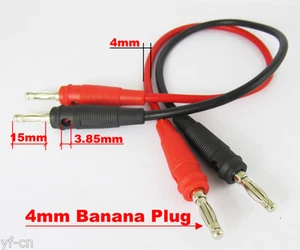 1 juego de cable de prueba de silicona de 1 pie/30 cm 4 mm enchufe de plátano a enchufe de plátano rojo + negro - Imagen 1 de 7
