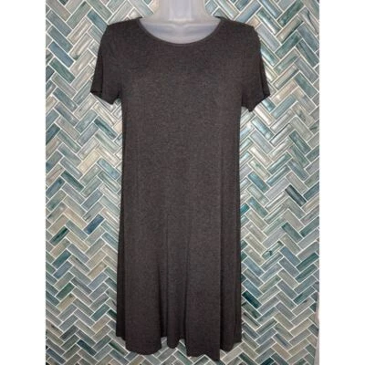 WOMENS MADEWELL DARK HEATHERED GRAY SHORT SLEEVE A-LINE STRETCH T-SHIRT DRESS XS - Image 1 of 4