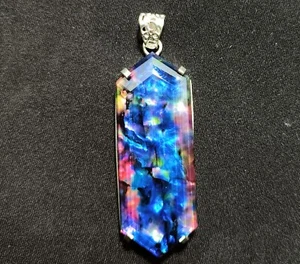 Certified Fancy Cut 97.90 Ct Natural Ammolite 925 Solid Silver Pendant Gemstone - Picture 1 of 8