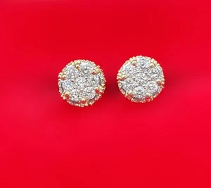 DEAL! 0.50 CT NATURAL ROUND DIAMONDS CLUSTER FLOWER STUDS IN 10K GOLD - Picture 1 of 11