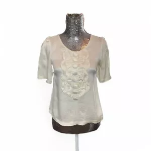 Edwardianische romantische Puffärmel Bluse XS Coquette Cottagecore Knopfleiste - Bild 1 von 6