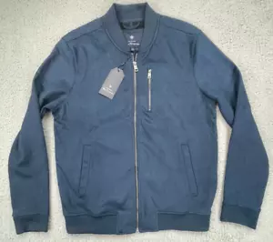 Ben Sherman Bomber Jacket Mens Small Navy Blue Full Zip Up Faux Suede Soft - Picture 1 of 17