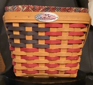 LONGABERGER 25TH ANNIVERSARY BASKET, LINER, PROTECTOR SIGNED - JERRY LONGABERGER - Picture 1 of 8