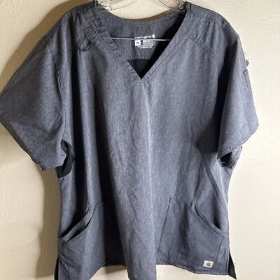 Blusa Médica Carhartt Force Cuello en V Gris Mujer Talla Grande 2XL Ajuste Moderno Foto 1 de 4