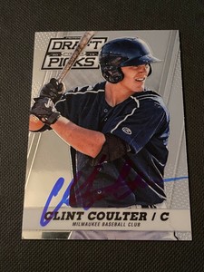 Clint Coulter Signed 2013 Panini Perennial Draft Picks Card Auto Brewers COA