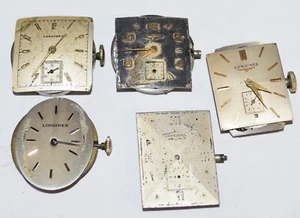 5 Longines Mens Wrist Watch Movements 15-17 Jewels for Parts - Picture 1 of 2