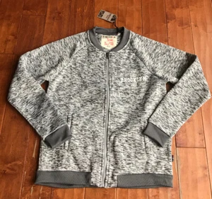 Triple Five Soul Heather Grey Knit Full Zip Bomber Jacket Sz Large L NWT $80 - Picture 1 of 6