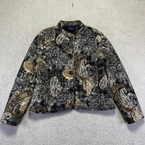 Giacca Gloria Vanderbilt donna grande Petite Paisley trapuntata bottoni davanti - Foto 1 di 13