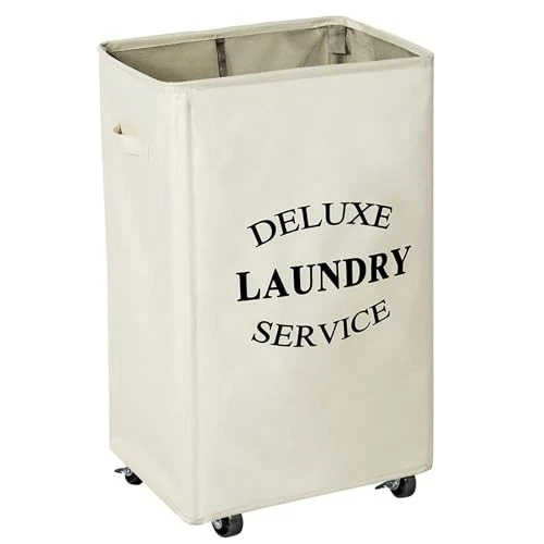 Wowlive Large Rolling Laundry Hamper Basket Wheels Durable Dirty Clothes Bag