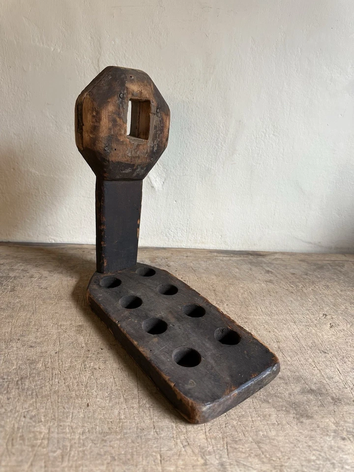 Make Do Hanging Spoon Holder Best Antique Wood Grungy Surface Dark Patina - Image 1 of 4