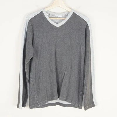Sudadera James Perse 100 % algodón acanalada cuello en V gris contraste para hombre talla 2/M Foto 1 de 4