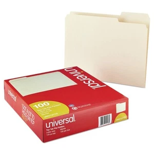 UNV12113EE 1/3-Cut Assorted Top Tab File Folders - Letter Size, Manila (100/Box) - Picture 1 of 3