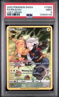 2022 POKEMON SWORD & SHIELD LOST ORIGIN #TG05 FULL ART/PIKACHU PSA 9 - Image 1 of 3