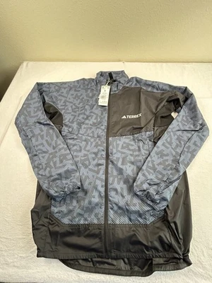 Куртка беговая мужская Adidas Terrex Sm Trail Wind Carrera стальная черная на молнии 100 долл. США - Изображение 1 из 4