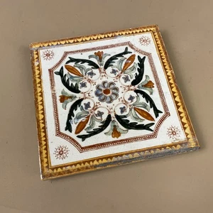 Antik Original Viktorianische Fliesen Keramik Quadrat Muster Tischset Untersetzer Ausschlachten - Bild 1 von 7