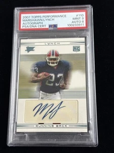 2007 Topps Performance Marshawn Lynch #110 Rookie Autographs Beast Mode PSA 9 - Picture 1 of 3