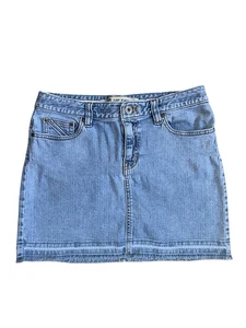 Y2K Light Blue Wash Frayed Unfinished Hem Size 8 Gap Stretch Denim Skirt  - Picture 1 of 5