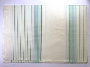 Sábana plana DE COLECCIÓN 59" X 84" LINO/ALGODÓN a rayas verde azulado claro blanco URSS NUEVA - Imagen 1 de 5