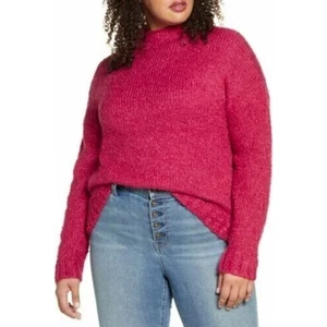 BP. Women's Funnel Neck Boucle Sweater In Burgundy Punch Medium MSRP $49 - Picture 1 of 5