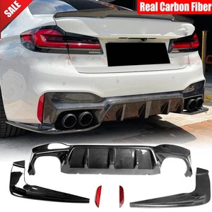 Labio difusor parachoques trasero fibra de carbono real con LED para BMW Serie 5 F90 M5 2017-20 - Imagen 1 de 12