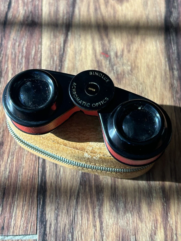 老式 SELSI 2 1/2X 双筒歌剧眼镜带日本制造皮革外壳 — 第 1/4 张图片