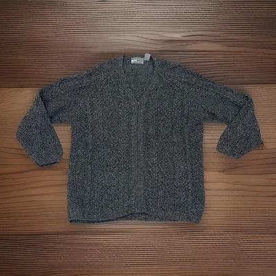 Suéter Pescador Isla Norte De Colección Talla L Mezcla de Lana Grueso Tejido con Cable Cremallera Foto 1 de 4