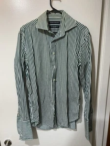 Rhodes & Beckett Men’s Long Sleeve Striped Shirt Double Cuff Slip Slim Size 39 - Picture 1 of 3