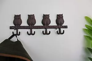 Gusseisen Rustikal Metall Wandhaken 4 Eulen Haken Aufbewahrung Industrial Style Dekor - Bild 1 von 4