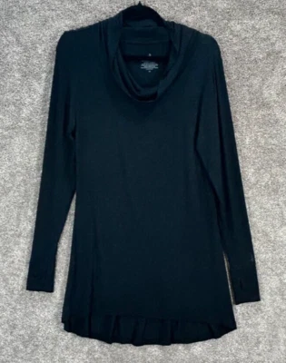 Camisa túnica manga larga Cuddl Duds Top para mujer mediana negra cuello capucha agujeros pulgar Foto 1 de 4