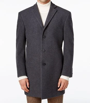 Calvin Klein Para Hombres Gris Lana Chaquetón Abrigo Cálido Invierno Abrigo Chaqueta 46R Foto 1 de 2