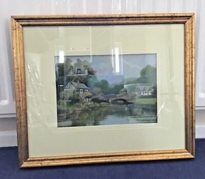 TOM LEIGHTON  ORIGINAL SIGNED PASTEL RIVER COTTAGE - Picture 1 of 8